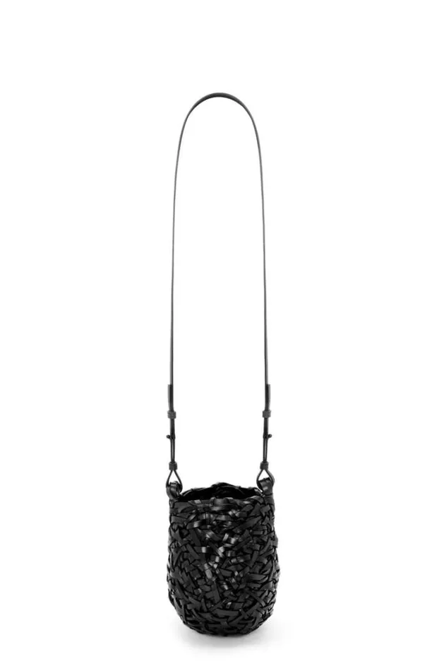 Loewe Small Nest Basket Bag In Calfskin Black Women Shoulder Bags