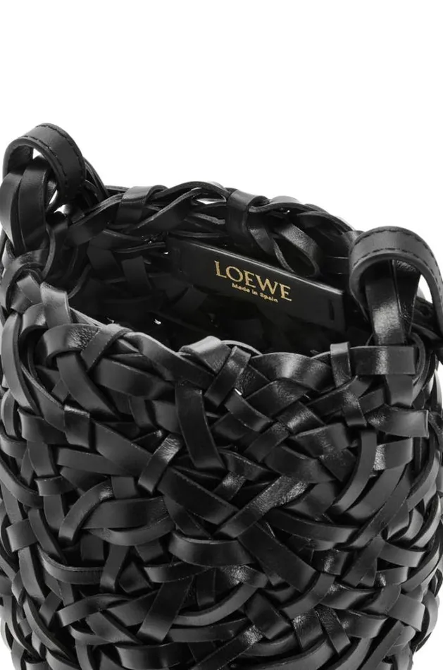 Loewe Small Nest Basket Bag In Calfskin Black Women Shoulder Bags