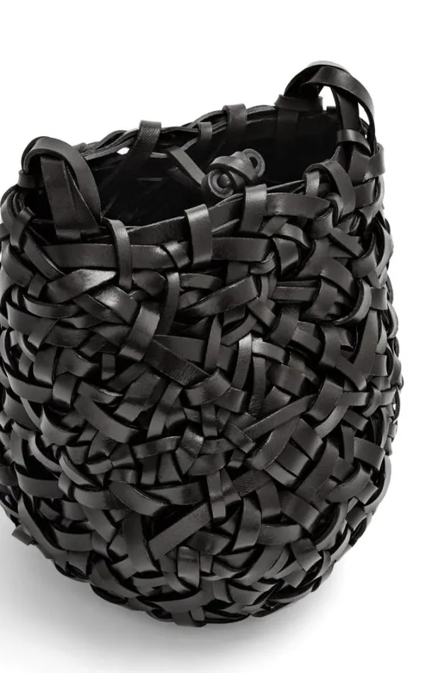 Loewe Small Nest Basket Bag In Calfskin Black Women Shoulder Bags
