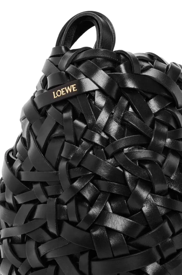 Loewe Small Nest Basket Bag In Calfskin Black Women Shoulder Bags