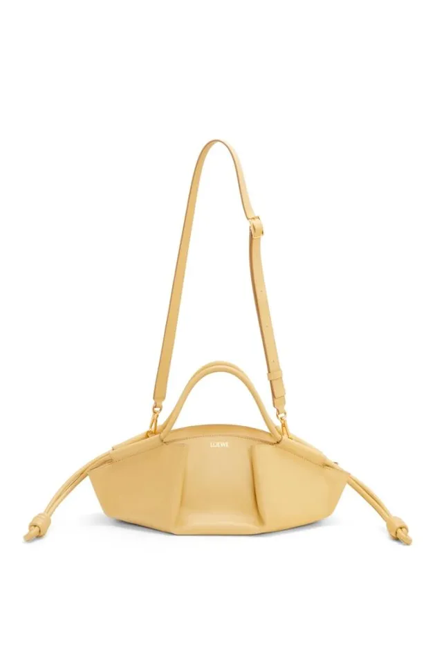 Loewe Small Paseo Bag In Shiny Nappa Calfskin Dark Butter Women Shoulder Bags