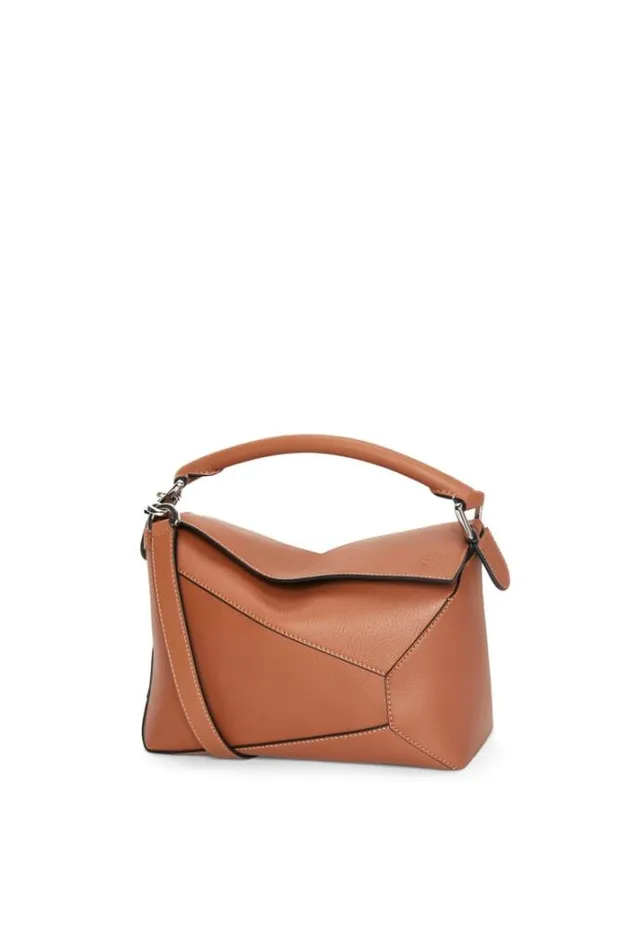 Loewe Small Puzzle Bag In Classic Calfskin Tan Women Shoulder Bags