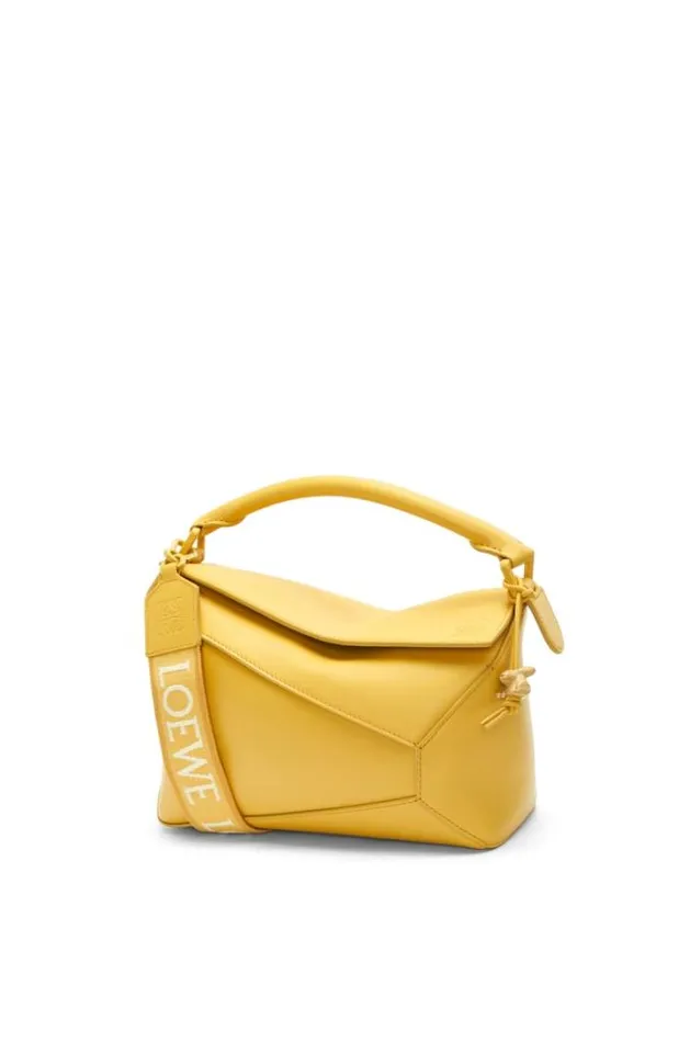 Loewe Small Puzzle Bag In Satin Calfskin Pale Yellow Glaze Women Shoulder Bags