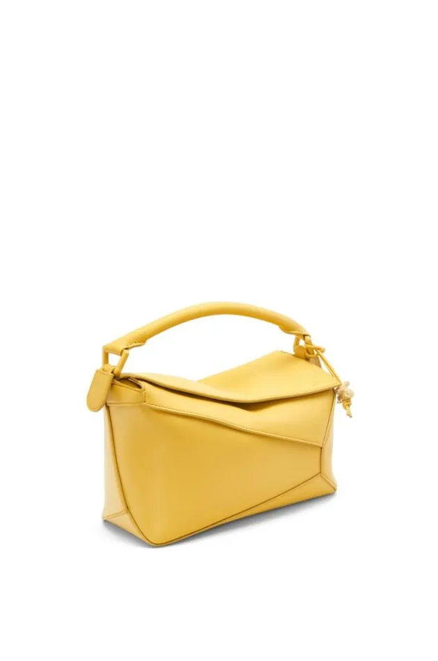 Loewe Small Puzzle Bag In Satin Calfskin Pale Yellow Glaze Women Shoulder Bags
