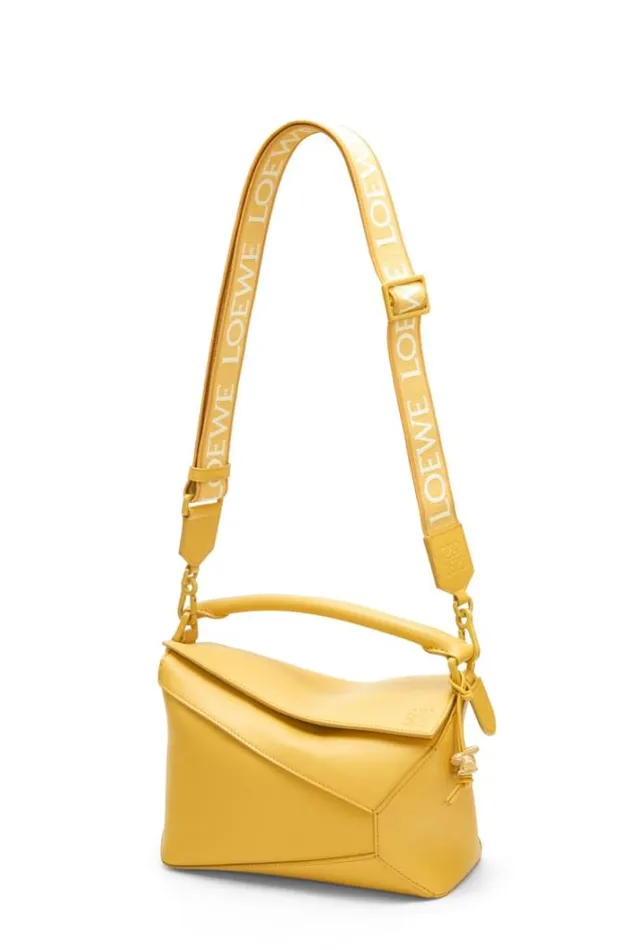Loewe Small Puzzle Bag In Satin Calfskin Pale Yellow Glaze Women Shoulder Bags