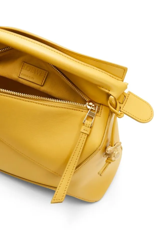 Loewe Small Puzzle Bag In Satin Calfskin Pale Yellow Glaze Women Shoulder Bags
