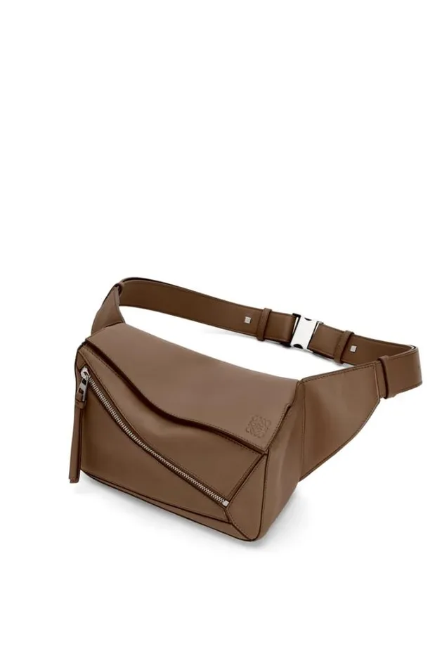 Loewe Small Puzzle Bumbag In Classic Calfskin Winter Brown Men Shoulder Bags