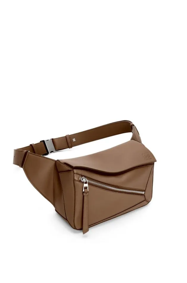 Loewe Small Puzzle Bumbag In Classic Calfskin Winter Brown Men Shoulder Bags