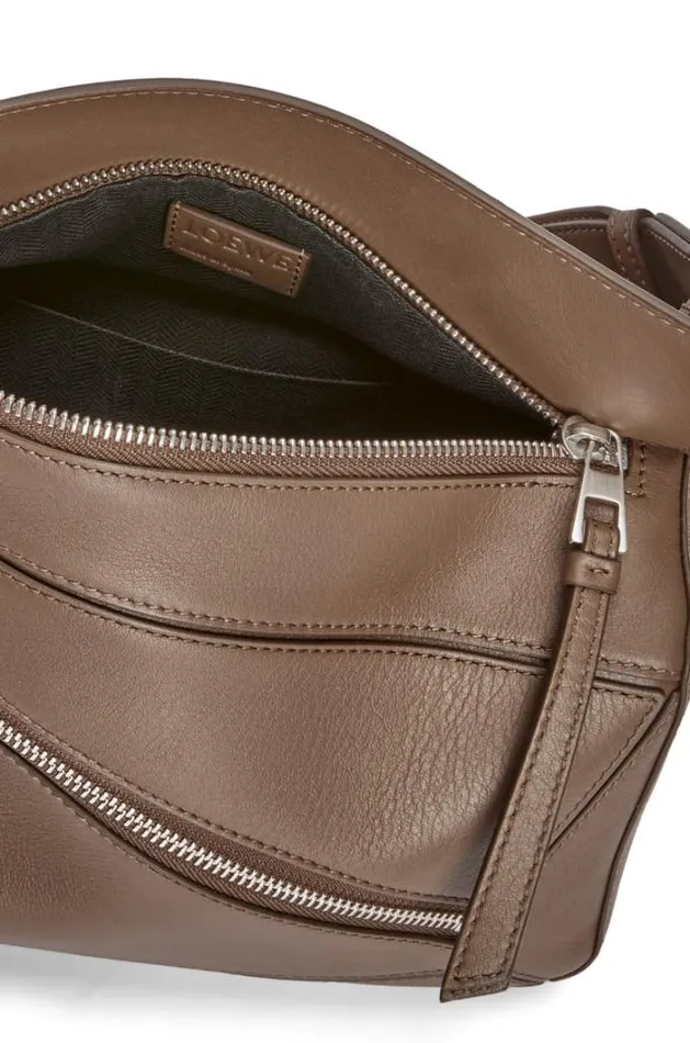 Loewe Small Puzzle Bumbag In Classic Calfskin Winter Brown Men Shoulder Bags