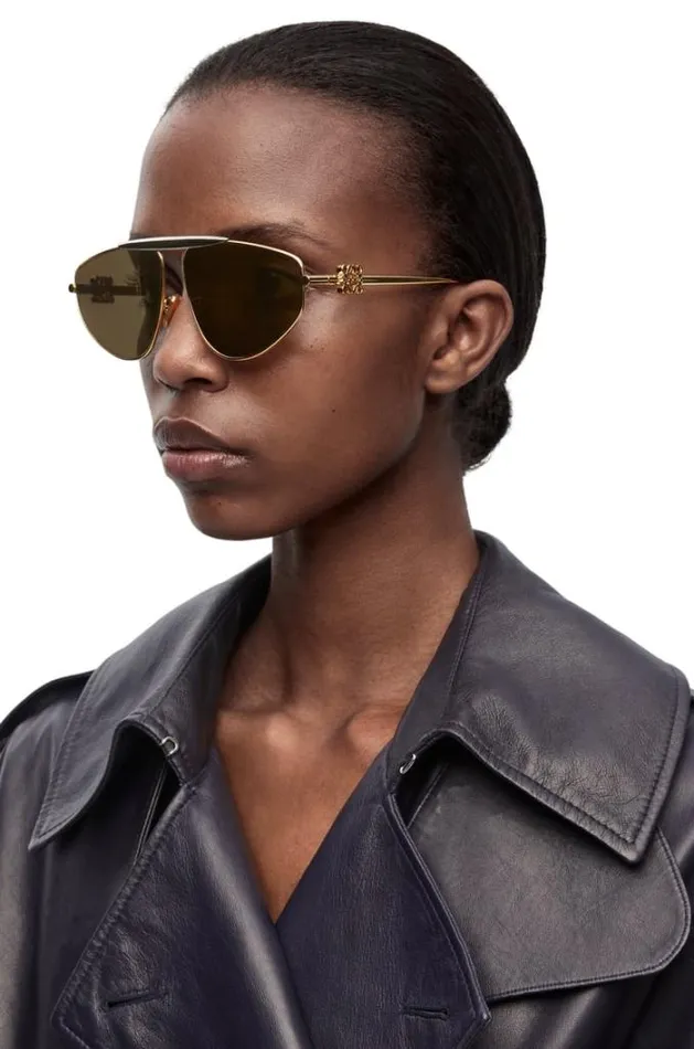 Loewe Spoiler New Aviator Sunglasses In Metal Gold Multitone Women Sunglasses