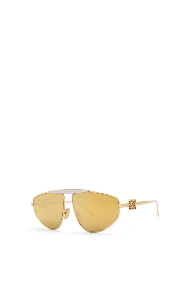 Loewe Spoiler New Aviator Sunglasses In Metal Gold Multitone Women Sunglasses