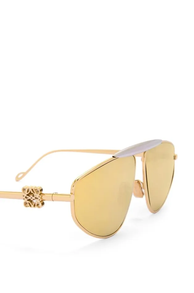 Loewe Spoiler New Aviator Sunglasses In Metal Gold Multitone Women Sunglasses