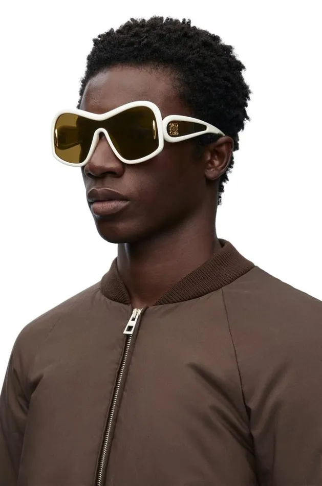 Loewe Square Mask Sunglasses In Acetate And Nylon White Men Sunglasses