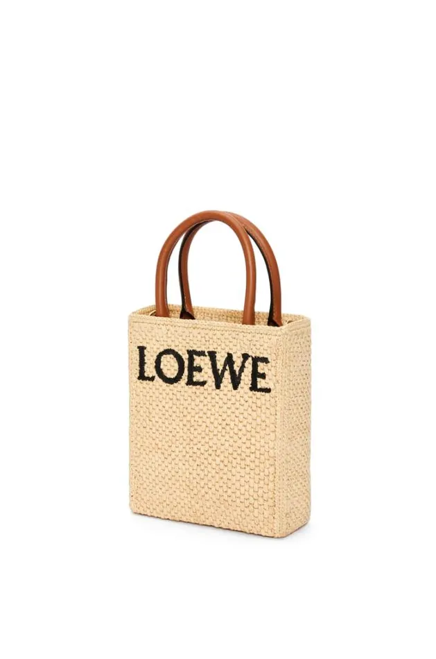 Loewe Standard A5 Tote Bag In Raffia Naturalblack Women Mini Bags