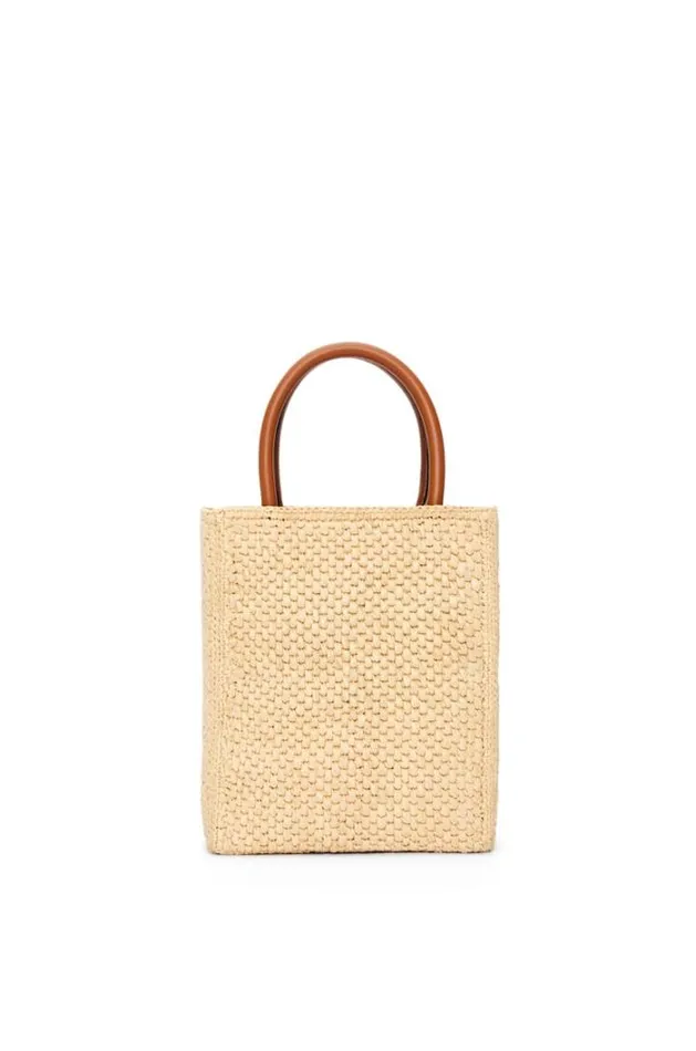 Loewe Standard A5 Tote Bag In Raffia Naturalblack Women Mini Bags