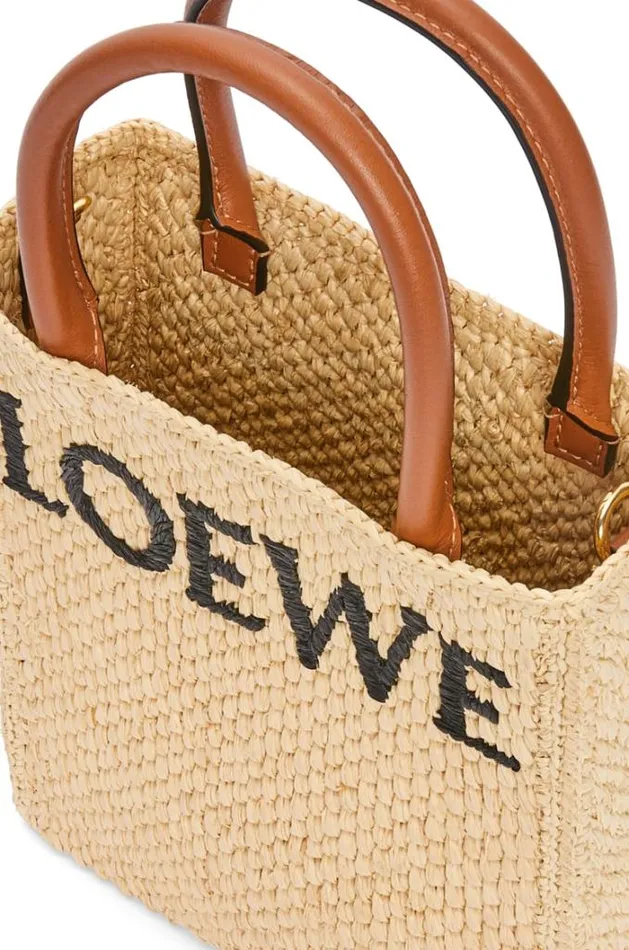 Loewe Standard A5 Tote Bag In Raffia Naturalblack Women Mini Bags