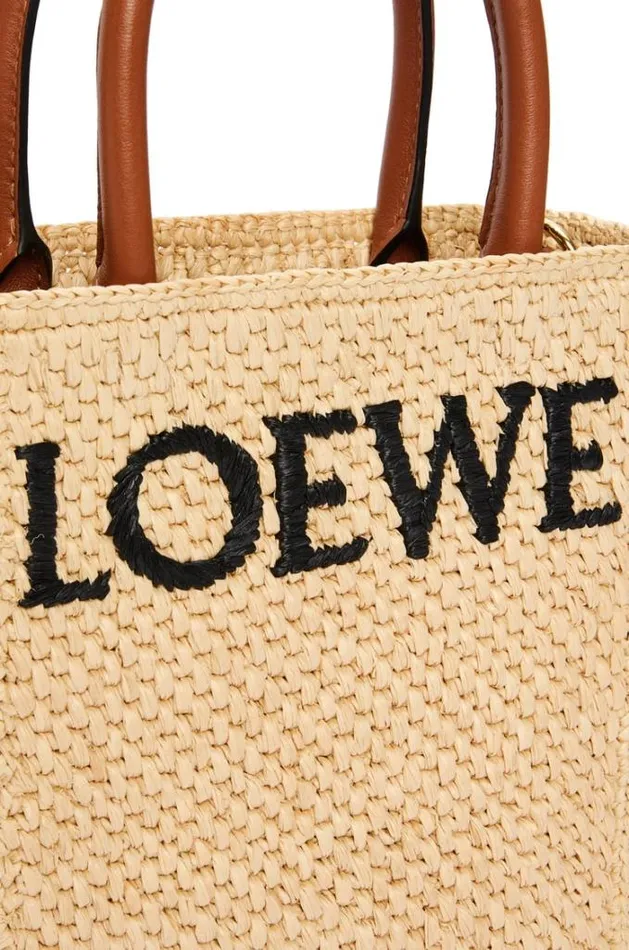 Loewe Standard A5 Tote Bag In Raffia Naturalblack Women Mini Bags