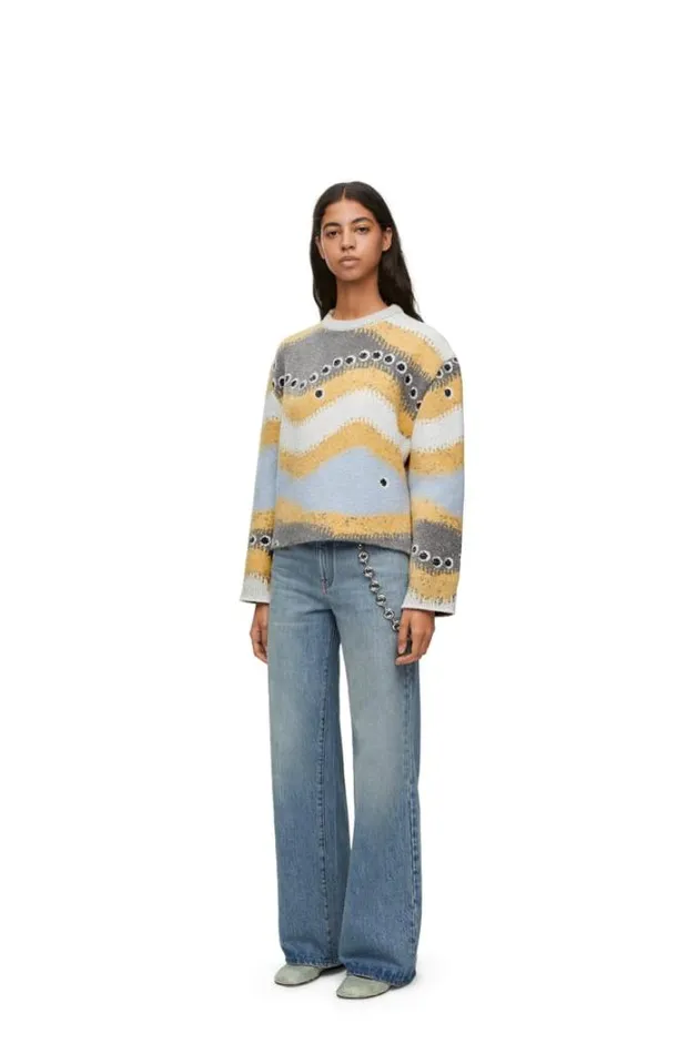 Loewe Sweater In Wool Blend Multicolor Women Knitwear