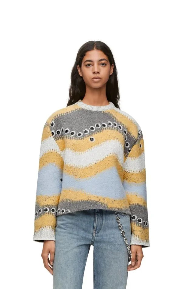 Loewe Sweater In Wool Blend Multicolor Women Knitwear