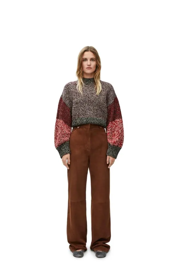 Loewe Sweater In Wool Khaki Greenmulticolor Women Knitwear