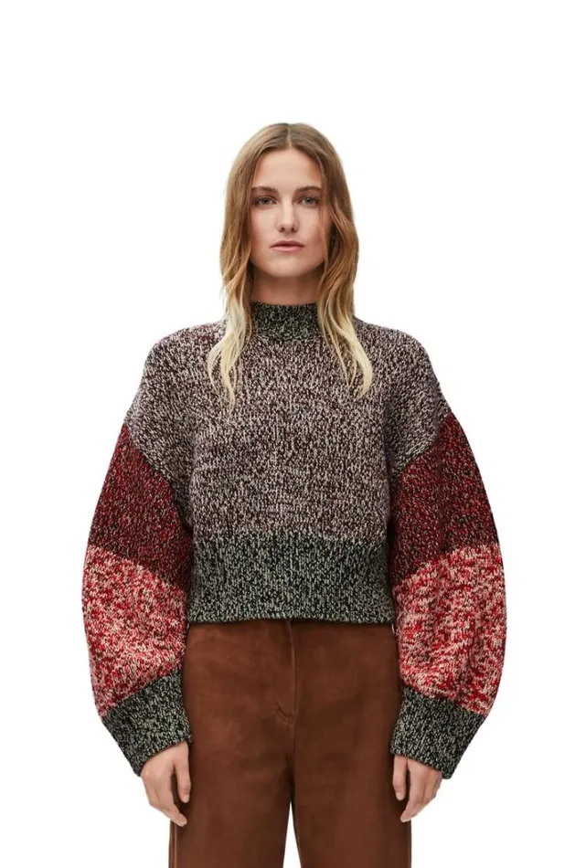 Loewe Sweater In Wool Khaki Greenmulticolor Women Knitwear