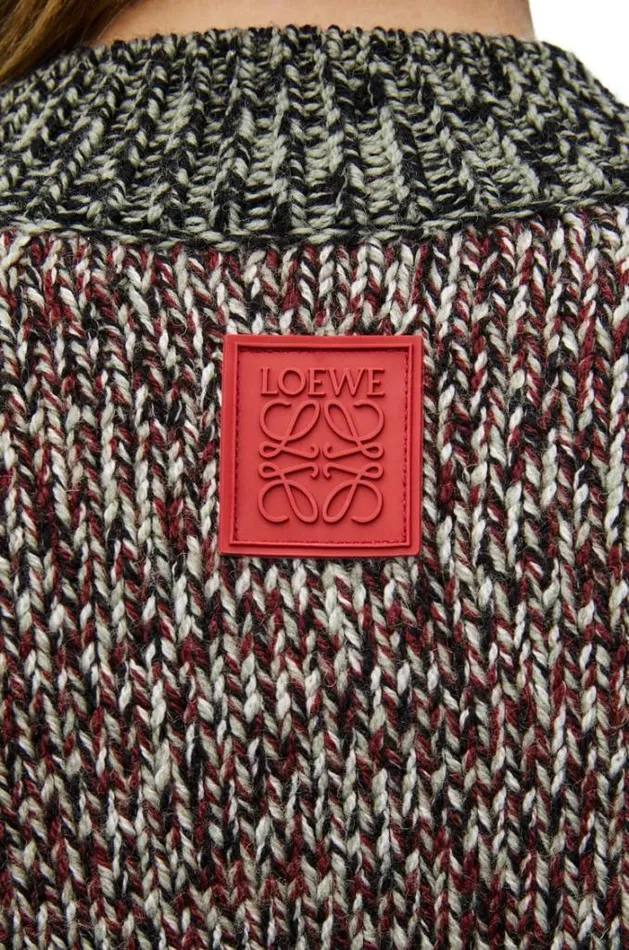Loewe Sweater In Wool Khaki Greenmulticolor Women Knitwear