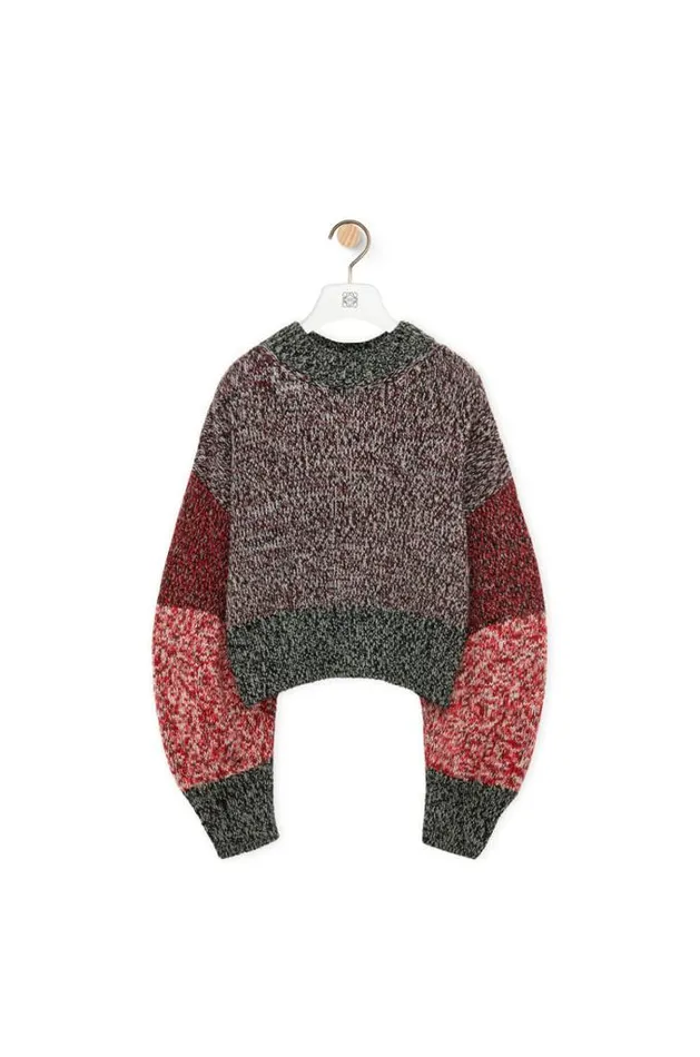 Loewe Sweater In Wool Khaki Greenmulticolor Women Knitwear