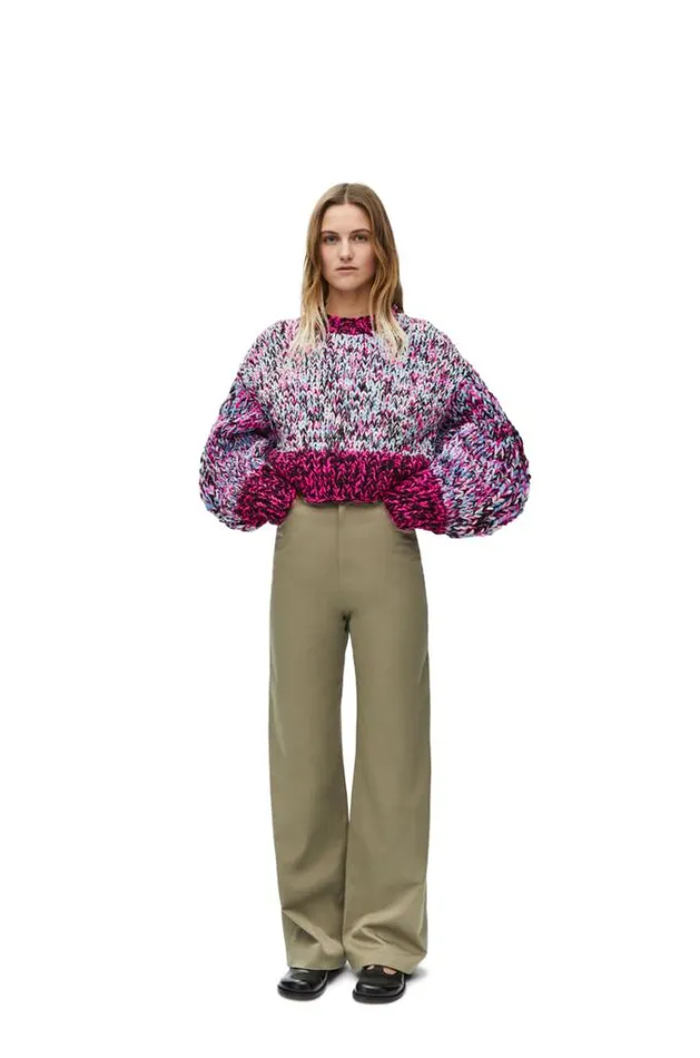 Loewe Sweater In Wool Pinkmulticolor Women Knitwear
