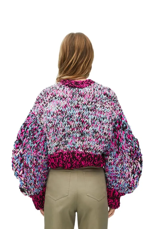 Loewe Sweater In Wool Pinkmulticolor Women Knitwear