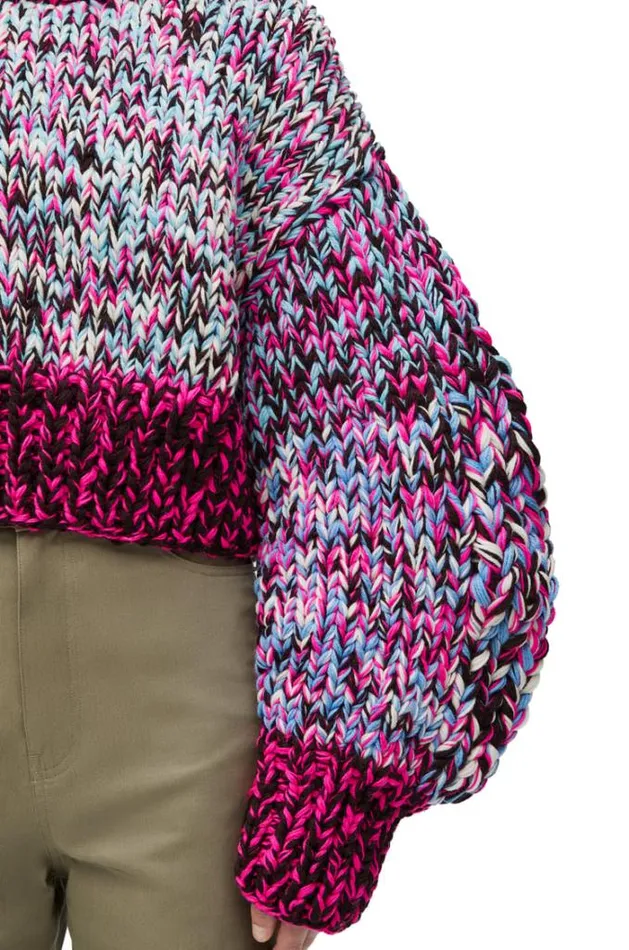 Loewe Sweater In Wool Pinkmulticolor Women Knitwear