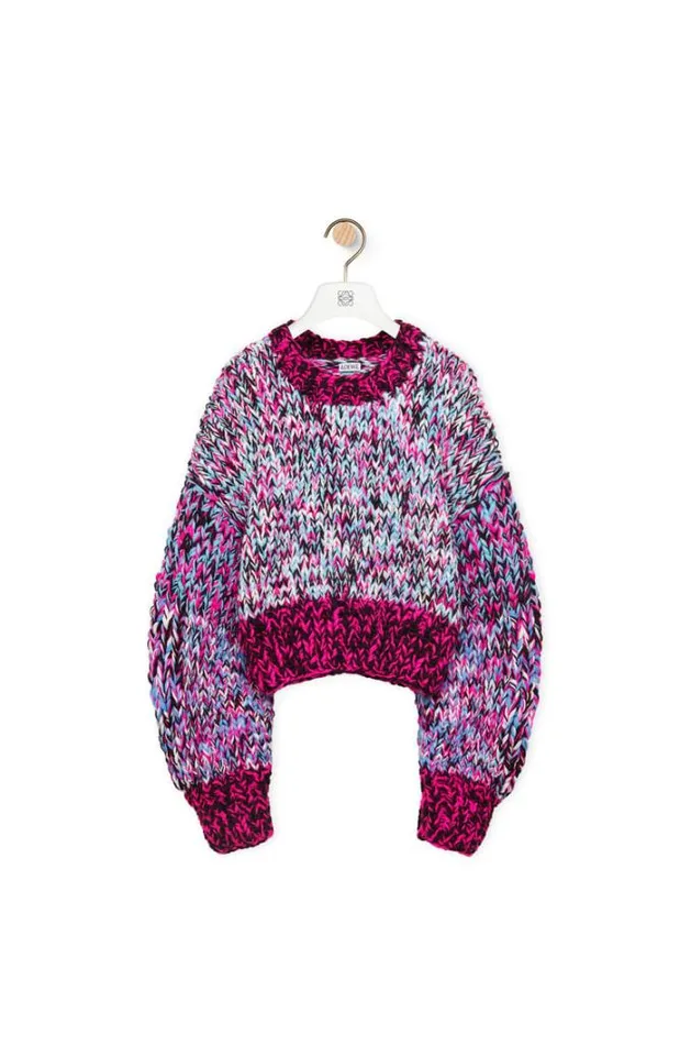 Loewe Sweater In Wool Pinkmulticolor Women Knitwear