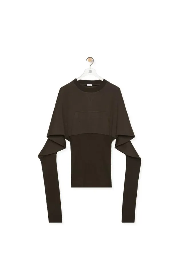 Loewe Sweatshirt In Wool And Cashmere Brown Melangecoffee Women Tshirts and Sweatshirts