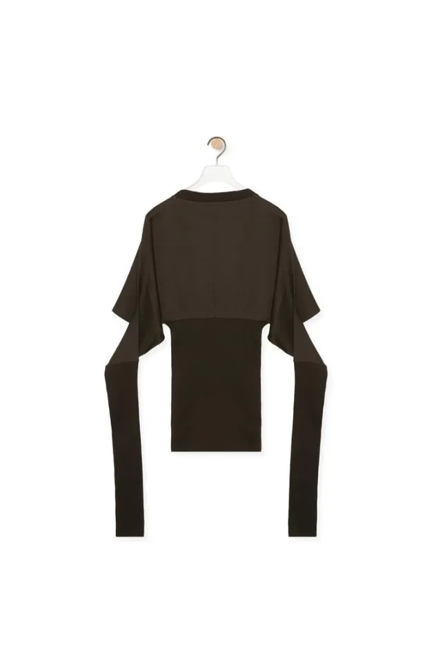 Loewe Sweatshirt In Wool And Cashmere Brown Melangecoffee Women Tshirts and Sweatshirts