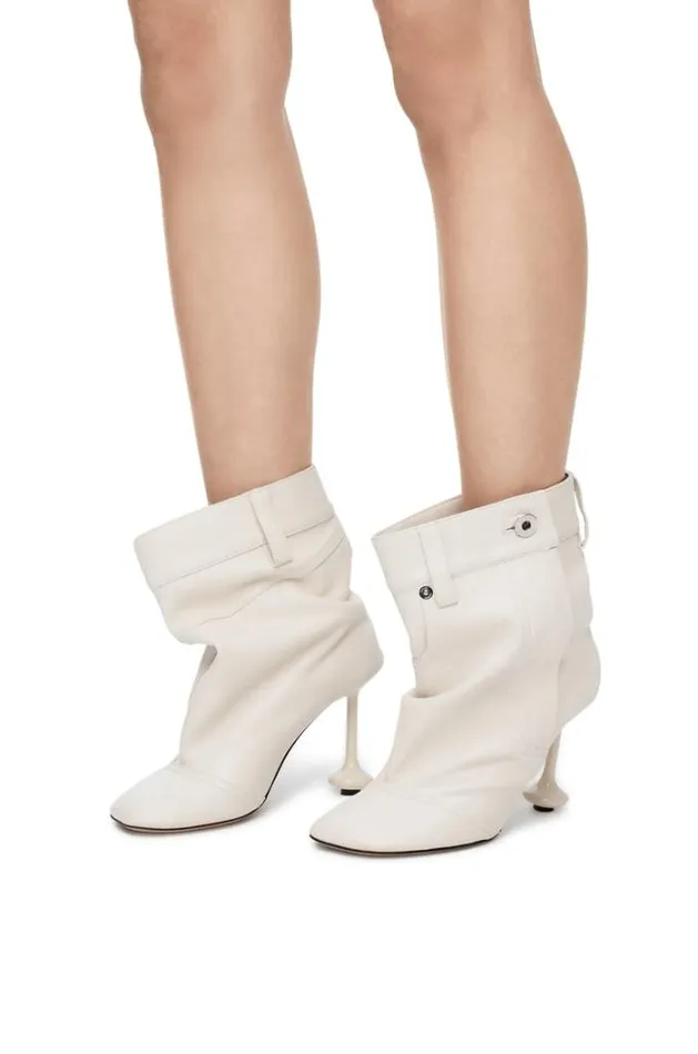 Loewe Toy Ankle Bootie In Nappa Lambskin Anthurium White Women Boots and Ankle Boots