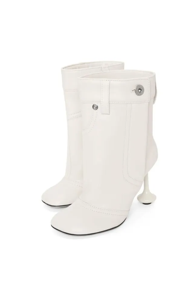 Loewe Toy Ankle Bootie In Nappa Lambskin Anthurium White Women Boots and Ankle Boots