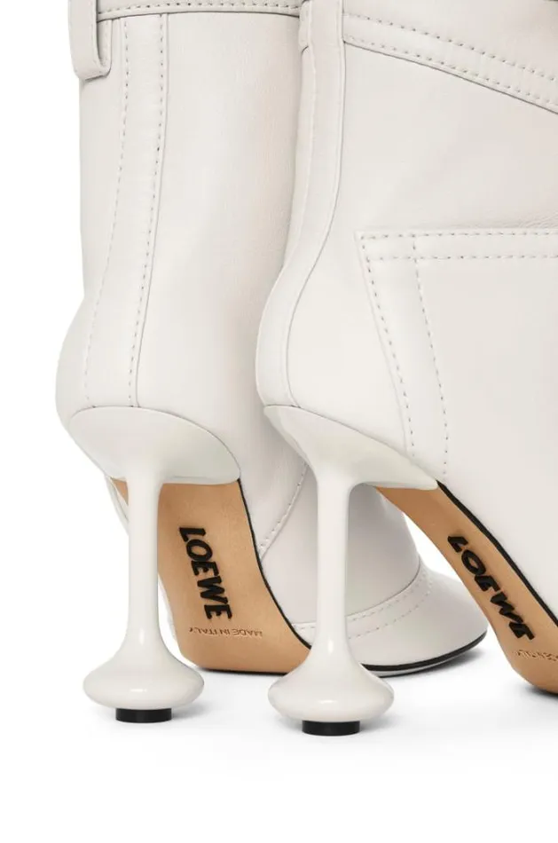 Loewe Toy Ankle Bootie In Nappa Lambskin Anthurium White Women Boots and Ankle Boots