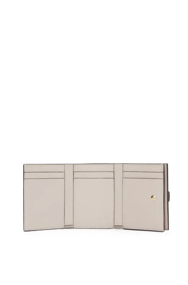 Loewe Trifold Wallet In Soft Grained Calfskin Clay Greenvivid Orange Women Small Wallets