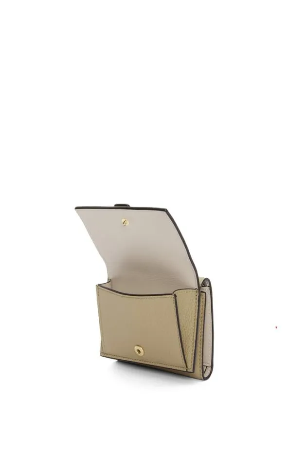 Loewe Trifold Wallet In Soft Grained Calfskin Clay Greenvivid Orange Women Small Wallets
