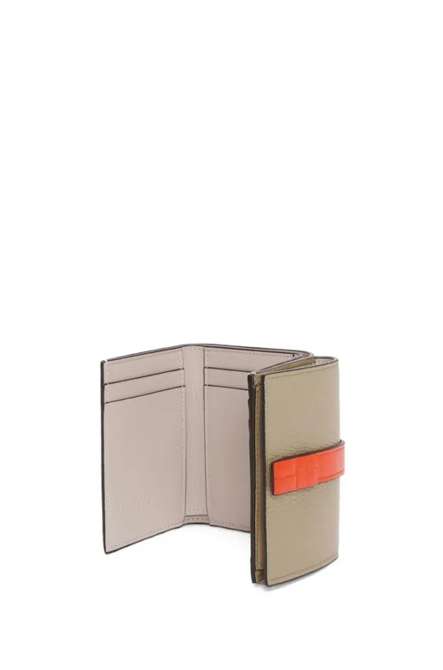 Loewe Trifold Wallet In Soft Grained Calfskin Clay Greenvivid Orange Women Small Wallets
