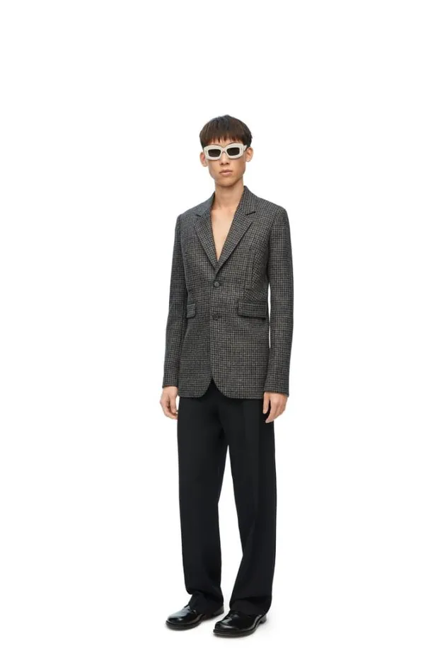 Loewe Trousers In Wool Black Men Trousers and Shorts