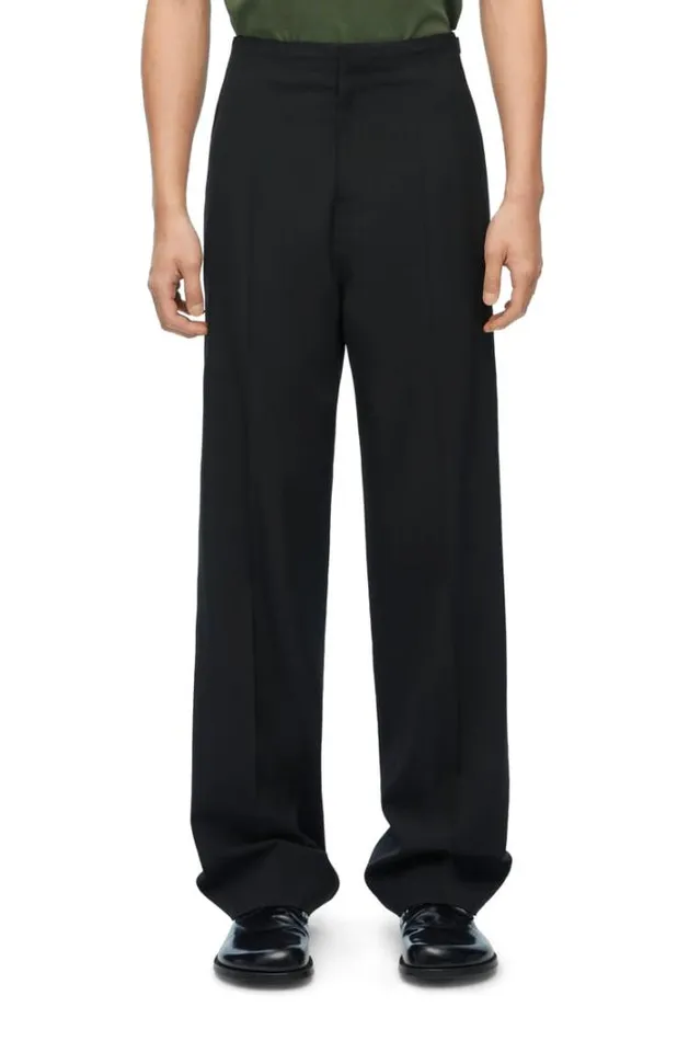 Loewe Trousers In Wool Black Men Trousers and Shorts