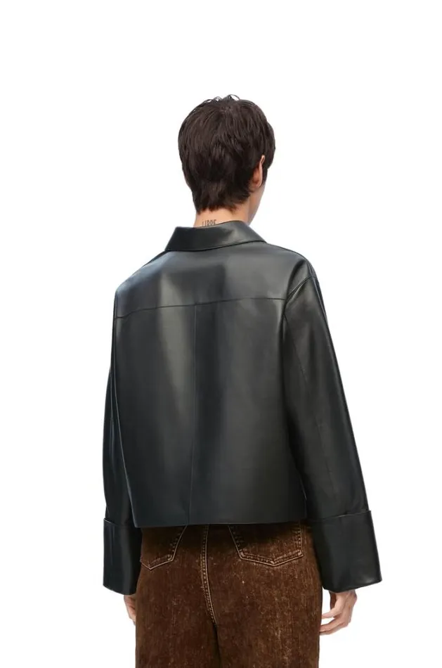 Loewe Turnup Jacket In Nappa Lambskin Black Women Jackets