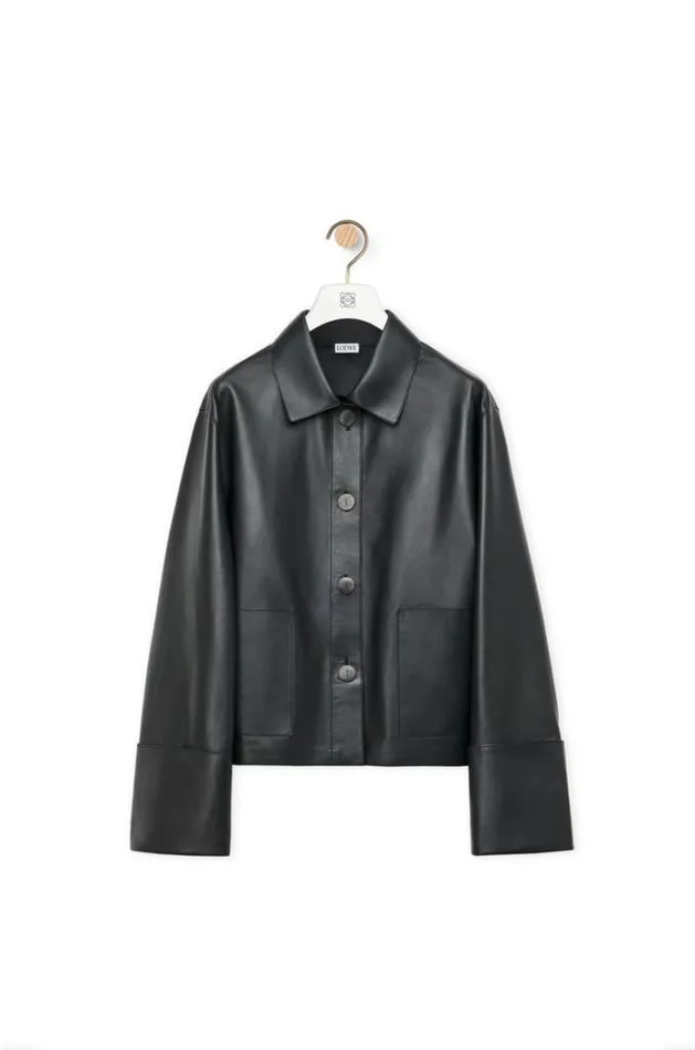 Loewe Turnup Jacket In Nappa Lambskin Black Women Jackets