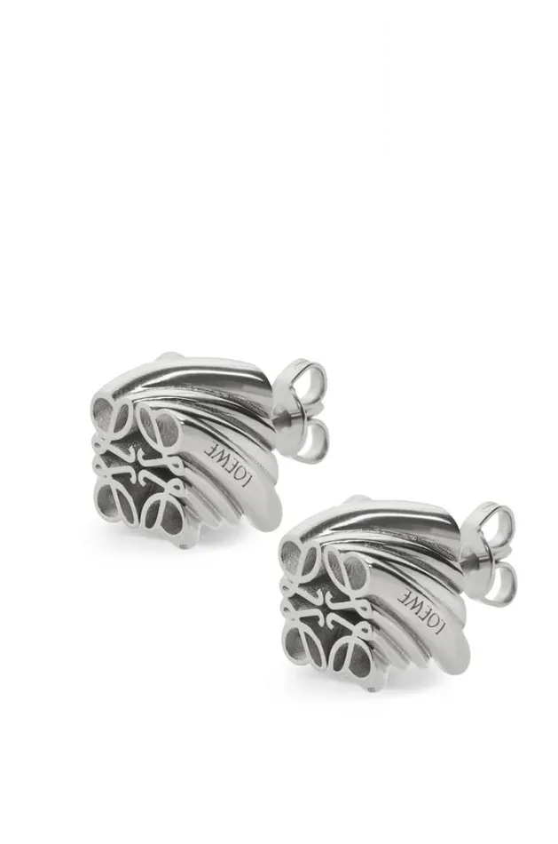 Loewe Twisted Anagram Stud Earrings In Sterling Silver Silver Women Silver Jewellery
