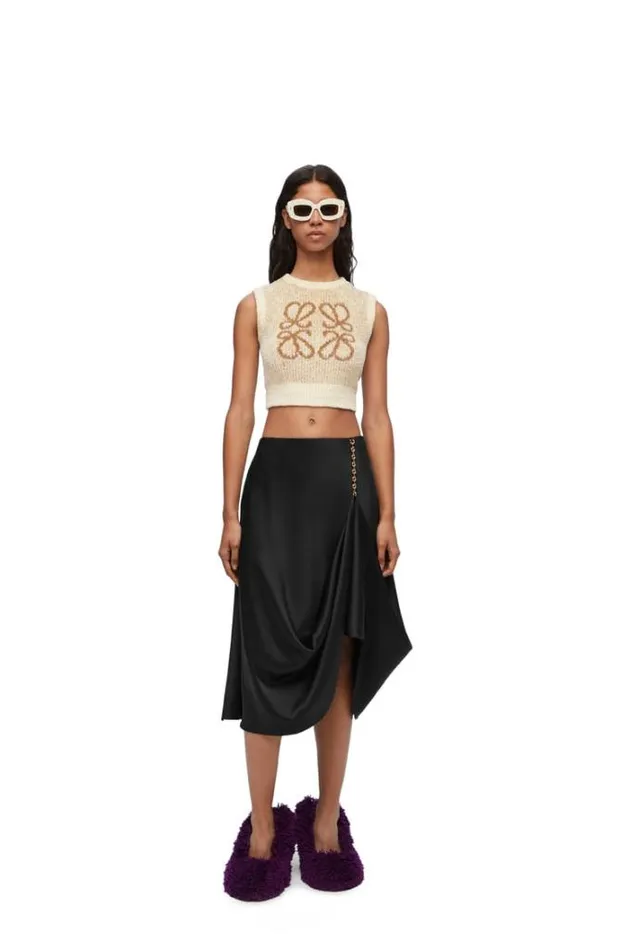 Loewe Vest In Cotton Blend Ecrucamel Women Knitwear