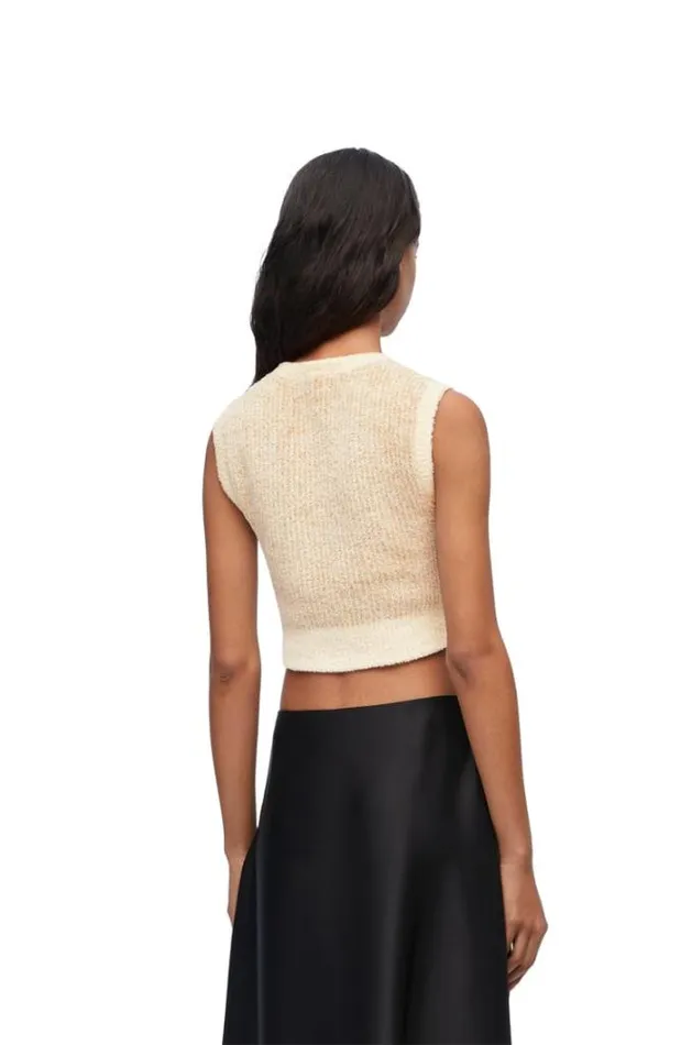 Loewe Vest In Cotton Blend Ecrucamel Women Knitwear