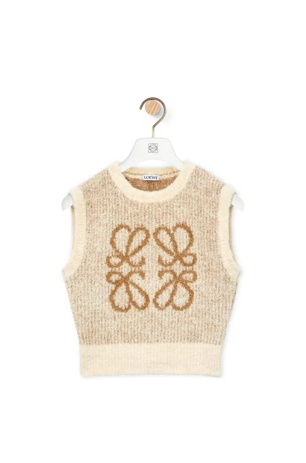Loewe Vest In Cotton Blend Ecrucamel Women Knitwear