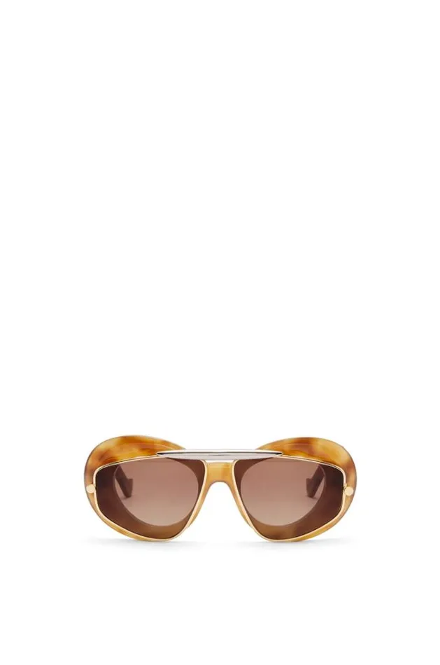 Loewe Wing Double Frame Sunglasses In Acetate And Metal Havanabrown Women Sunglasses