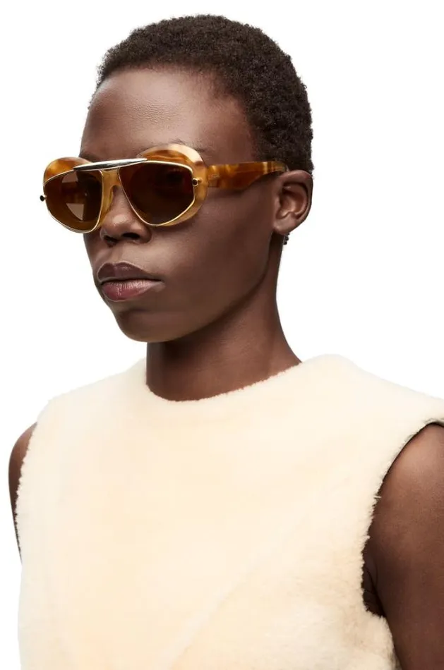 Loewe Wing Double Frame Sunglasses In Acetate And Metal Havanabrown Women Sunglasses