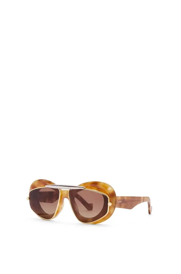 Loewe Wing Double Frame Sunglasses In Acetate And Metal Havanabrown Women Sunglasses